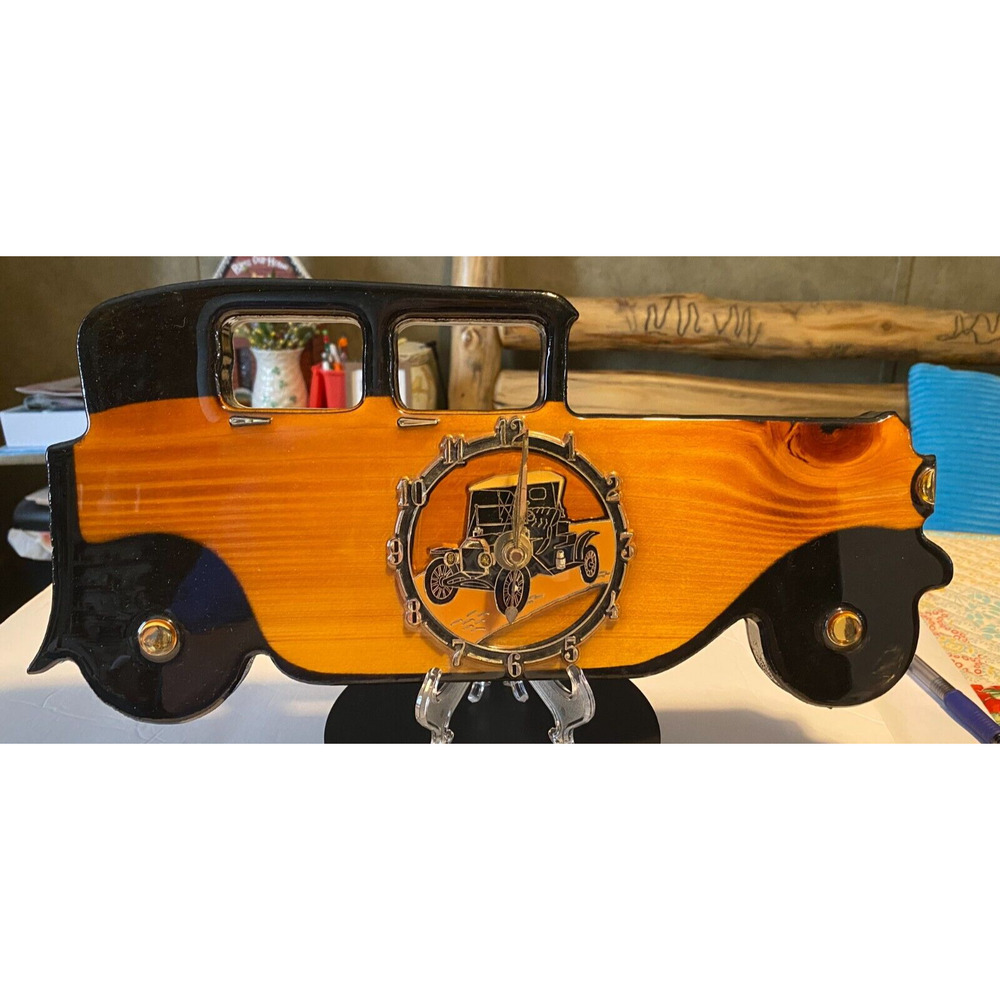 Handcrafted Wooden Quartz Wall Clock Thick Laquer 15"x7"x1" - Clock not working